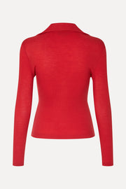 Stine Goya UK Long Sleeve Polo Top Top Fiery Red