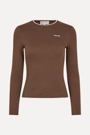 Stine Goya UK Long Sleeve Rib Top Top Chicory Coffee