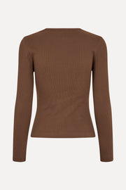Stine Goya UK Long Sleeve Rib Top Top Chicory Coffee