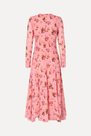 Stine Goya UK Long Sleeve Ruffling Midi Dress Dress Pink Magnolias