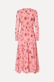 Stine Goya UK Long Sleeve Ruffling Midi Dress Dress Pink Magnolias