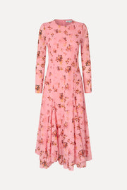 Stine Goya UK Long Sleeve Ruffling Midi Dress Dress Pink Magnolias