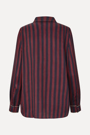 Stine Goya UK Long Sleeve Shirt Top Navy and Burgundy Wallpaper Stripes