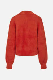 Stine Goya UK Long Sleeve V Neckline Collar Jumper Knit Red Ochre