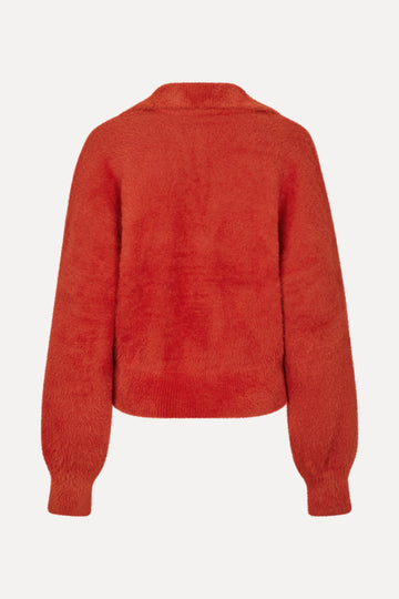 Stine Goya UK Long Sleeve V Neckline Collar Jumper Knit Red Ochre