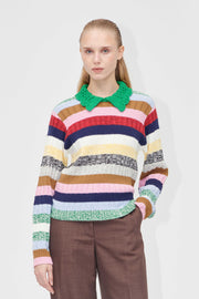 Stine Goya UK Mix Stripe Polo Collar Sweater Knit Stripes Mix