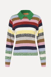 Stine Goya UK Mix Stripe Polo Collar Sweater Knit Stripes Mix