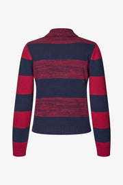 Stine Goya UK Mix Stripe Polo Collar Sweater Knit Multistripes Red Mix