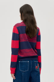 Stine Goya UK Mix Stripe Polo Collar Sweater Knit Multistripes Red Mix
