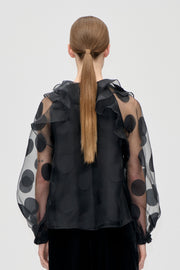 Stine Goya UK Multi Ruffle Raglan Top Top Dotted Black