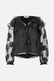 Stine Goya UK Multi Ruffle Raglan Top Top Dotted Black