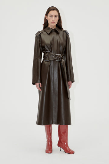 Stine Goya UK Oversized Trenchcoat With Buckle Belt Coat Chocolate