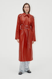 Stine Goya UK Oversized Trenchcoat With Buckle Belt Coat Red Ochre