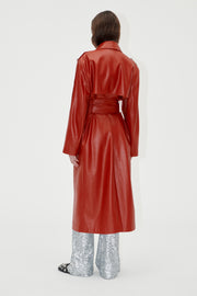 Stine Goya UK Oversized Trenchcoat With Buckle Belt Coat Red Ochre