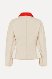Stine Goya UK Peplum Collar Jacket Outerwear Natural / Contrast Red