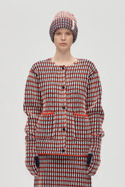 Stine Goya UK Plaited Cardigan with Pockets Knit Navy / Red / Cream