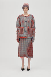 Stine Goya UK Plaited Flared Skirt Knit Navy / Red / Cream