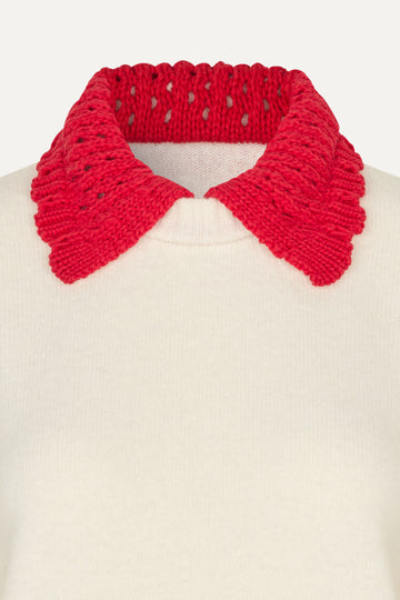 Stine Goya UK Polo Knit Knit Cream / Red