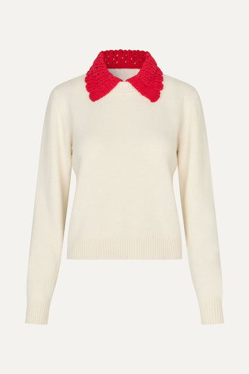 Stine Goya UK Polo Knit Knit Cream / Red