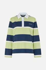 Stine Goya UK Polo Long Sleeve Top Top Yellow and Navy Blue Stripes