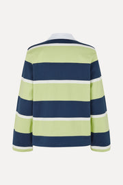 Stine Goya UK Polo Long Sleeve Top Top Yellow and Navy Blue Stripes