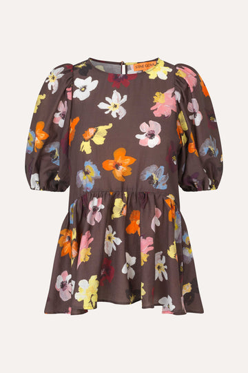 Stine Goya UK Puff Sleeve Peplum Top Top Wild Flowers