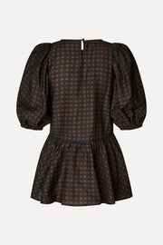 Stine Goya UK Puff Sleeve Peplum Top Top Morgensol Checks