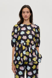 Stine Goya UK Puff Sleeve Peplum Top Top Morgensol Poppies