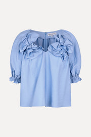 Stine Goya UK Puff Sleeve Top With Flower Details Top Bel Air Blue