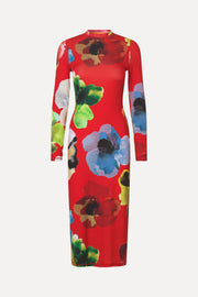 Stine Goya UK Pullover Long Sleeve Midi Dress Dress Bloom In Red