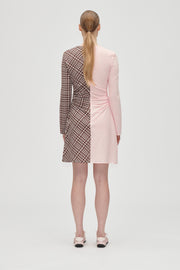 Stine Goya UK Ruched Waist Short Dress Dress Brown And Pink Checks