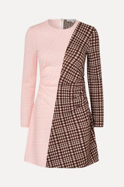 Stine Goya UK Ruched Waist Short Dress Dress Brown And Pink Checks