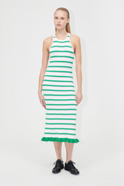 Stine Goya UK Ruffle Tank Dress Dress Green and Pink Stripes