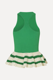 Stine Goya UK Ruffle Tank Top Top Green Stripes