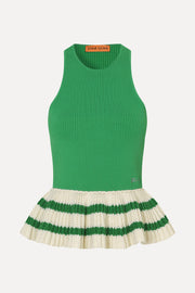 Stine Goya UK Ruffle Tank Top Top Green Stripes