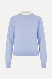 Stine Goya UK Ruffled Crewneck Sweater Knit Light Blue