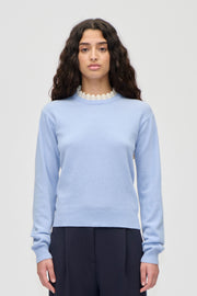 Stine Goya UK Ruffled Crewneck Sweater Knit Light Blue