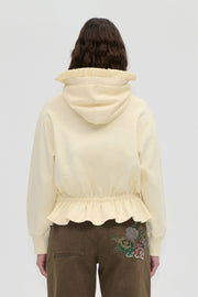 Stine Goya UK Ruffled Hoodie Sweatshirt Top Buttercream