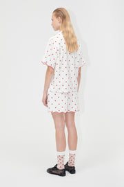 Stine Goya UK Scalloped Elasticated Waistband Shorts Pants Red Poppy