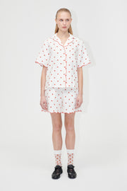 Stine Goya UK Scalloped Elasticated Waistband Shorts Pants Red Poppy