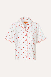 Stine Goya UK Scalloped Short Sleeve Shirt Top Red Poppy