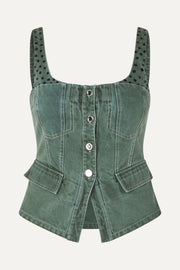 Stine Goya UK Scoopneck Pockets Vest Top Dark Green