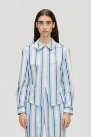 Stine Goya UK Sharp Hem Boxy Shirt Top Lightwave Stripes