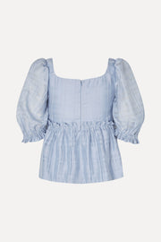 Stine Goya UK Sheer Ruffling Puffy Sleeve Top Top Brunnera Blue