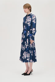 Stine Goya UK Shirt Dress Midi Dress Blush Roses On Indigo
