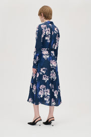 Stine Goya UK Shirt Dress Midi Dress Blush Roses On Indigo