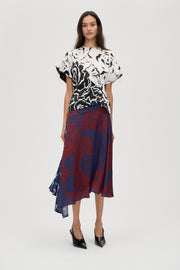 Stine Goya UK Skirt Asymmetric With Pleats Skirt Graphic Rose Burgundy