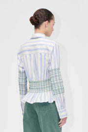 Stine Goya UK Smocked Gathered Boyfriend Shirt Shirt Pastel Stripes