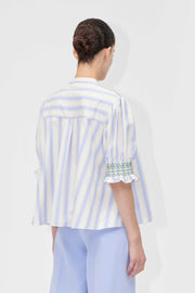 Stine Goya UK Smocked Gathered Top Shirt Pastel Stripes