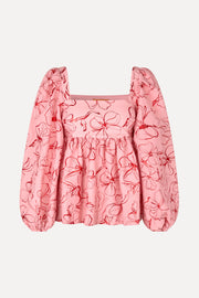 Stine Goya UK Square Neck Long Sleeve Top Top Foil Foliage